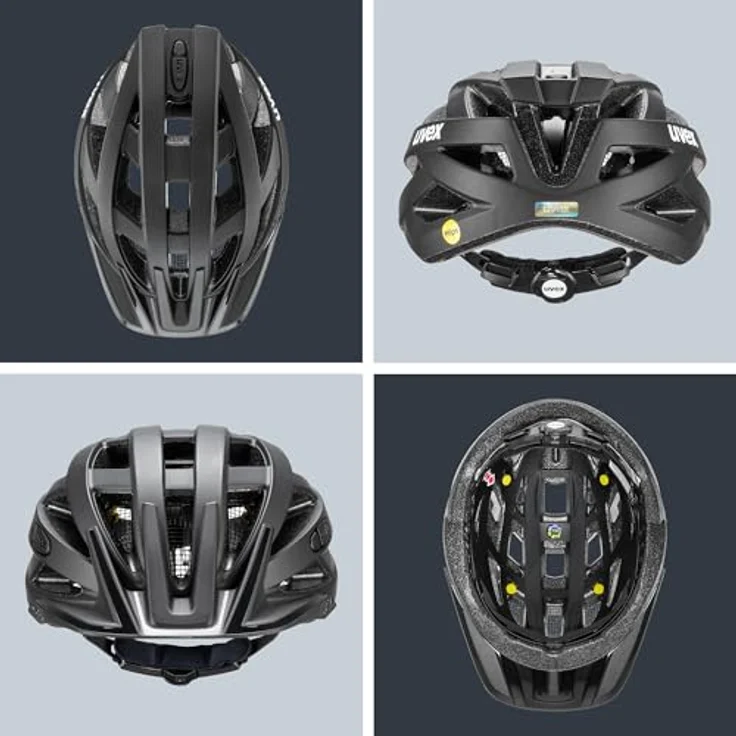 Uvex Sports i-vo cc Mips, Velohelm mit 24 Belüftungsöffnungen, integriertem Fliegengitter und Sonnenblende, Schwarz-Matt, 52 - 57 cm – Bild 4