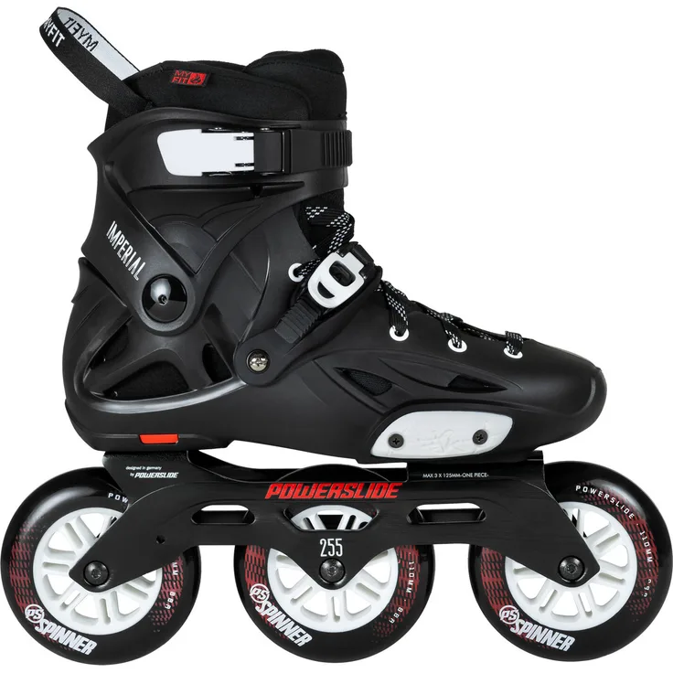 POWERSLIDE Imperial 110 Black Crimson, Urban Inlineskate für Freeride mit 3x110-mm-Rollen und Aluminiumrahmen