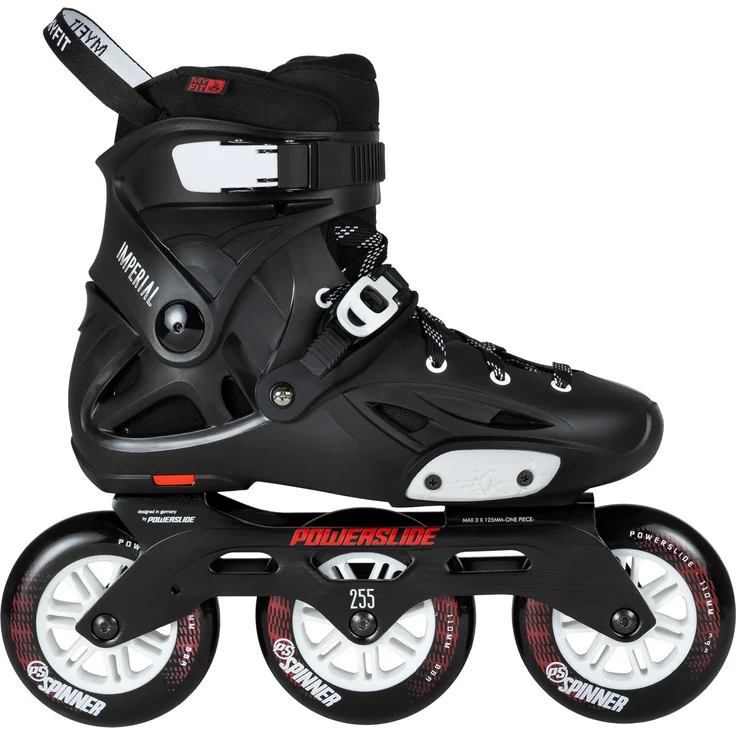 POWERSLIDE Imperial 110 Black Crimson, Urban Inlineskate für Freeride mit 3x110-mm-Rollen und Aluminiumrahmen