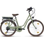 Villette Elektro-Cityfahrrad Vintage 26 Zoll, Bafang Motor 250W, 11,6 Ah Akku, verstellbarer Lenker, Rahmenhöhe 46 cm, braune Griffe und Sattel