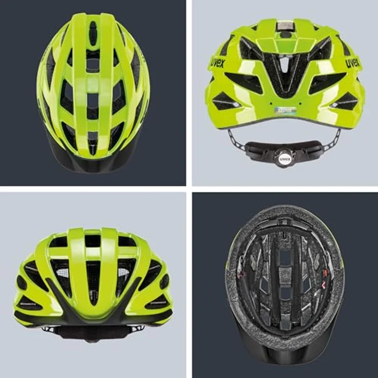 Uvex Sports i-vo 3D Velohelm, 52 - 57 cm, in Neon Yellow mit integrierter Sonnenblende und 24 Belüftungsöffnungen – Bild 4