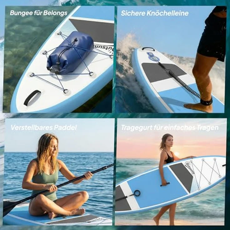 sportnow Outsunny Stand Up Paddling Board Set, aufblasbar 320 cm, blau, mit Paddel und max. Tragkraft 160 kg, ideal für Anfänger und Familien – Bild 5
