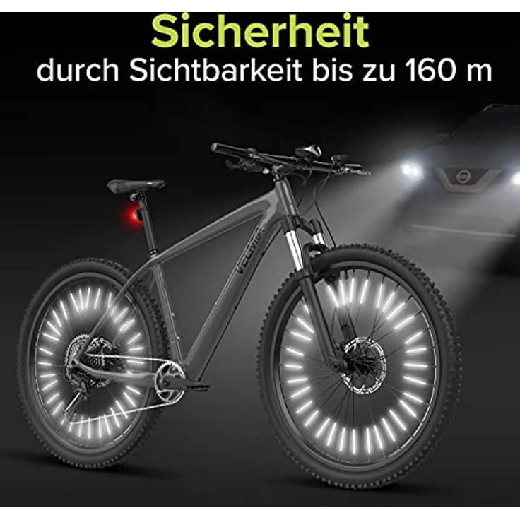 VELMIA Speichenreflektoren Set, StVZO zugelassen, 360° Sichtbarkeit, einfach montierbar, aus 3M Scotchlite Material – Bild 2