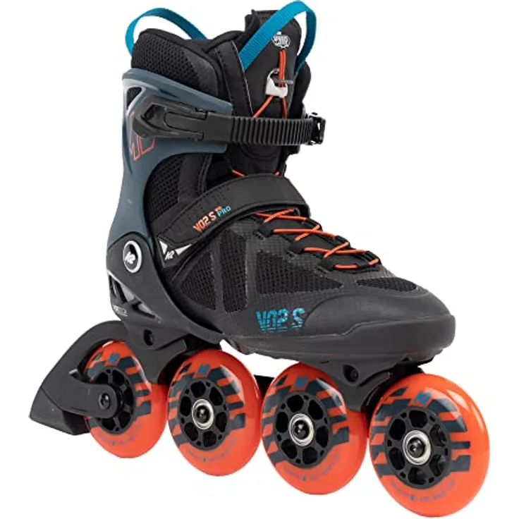 K2 Skates VO2 S 90 Inline Skates Herren mit 90mm Rollen, Ventilation und Softboot, schwarz-blau-orange, Größe EU: 43.5