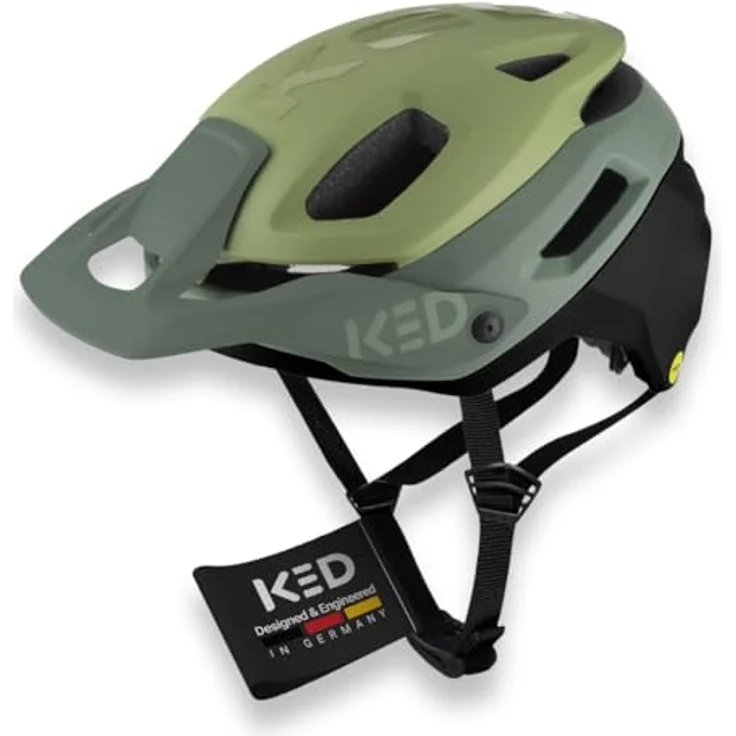 KED Pector ME-1 Mountainbike Helm, NTA 8776, MIPS, BOA Fit System, FIDLOCK, 14 Belüftungsöffnungen, 350g, verstellbares Visier, Olive matt, Größe M (52-58) – Bild 1