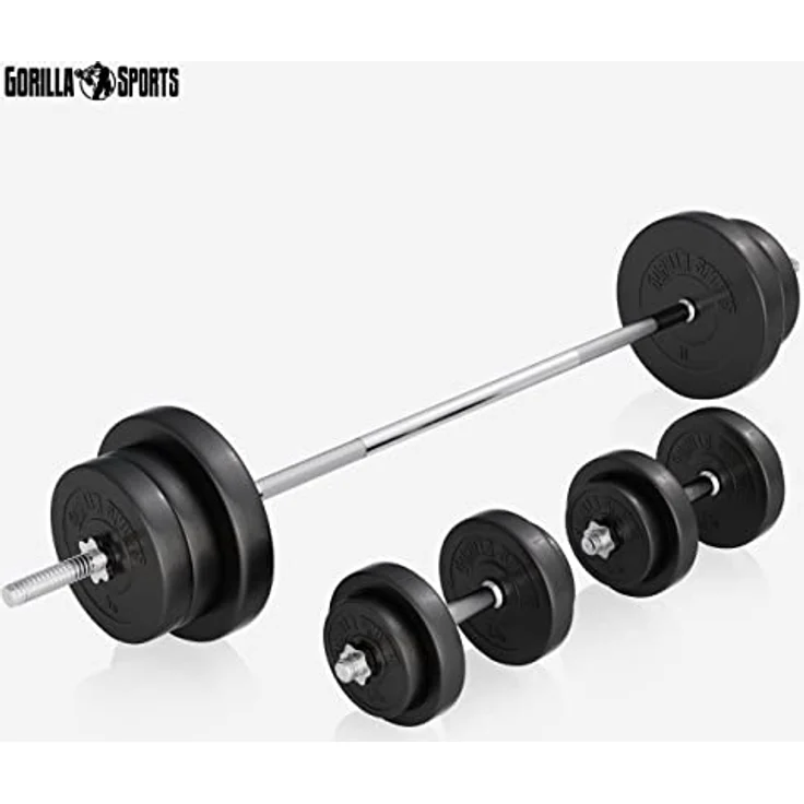GORILLA SPORTS® Hantelbank - inkl. Hantelset 38 kg/70 kg, Ablage und Dip-Station, Verstellbare Höhe und Neigungswinkel, Klappbar, bis 200 kg - Trainingsbank mit Langhantelset, Flachbank, Schrägbank – Bild 2