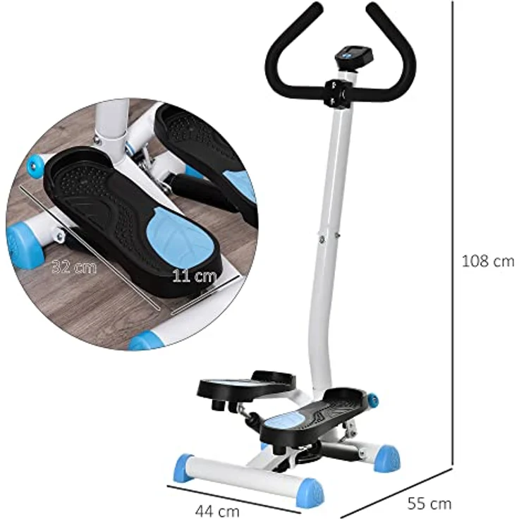 HOMCOM Stepper Fitness Swing Stepper mit LCD-Schirm und Handgriff bis 100 kg Blau – Bild 5