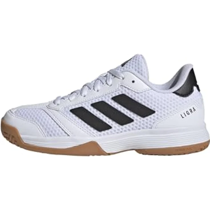 ADIDAS Ligra 8 K, Hallen-Turnschuhe aus atmungsaktivem Mesh mit dämpfender Zwischensohle, White/Black, Kindergröße 35 – Bild 1