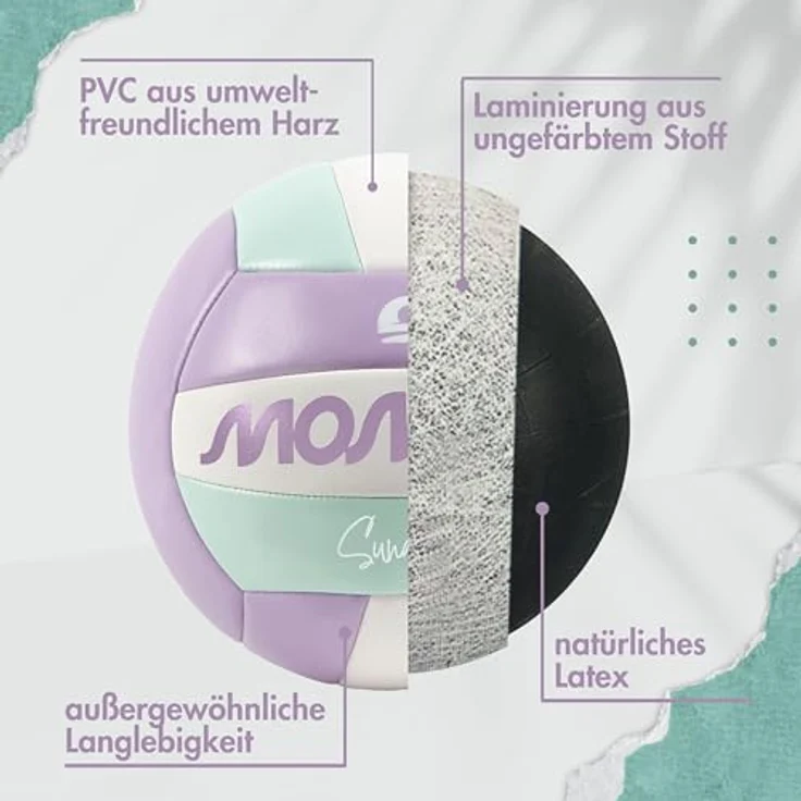 MOMEVO Sundowner Beachvolleyball, weicher Trainingsball mit Pumpe, offizielle Größe und Gewicht – Bild 7