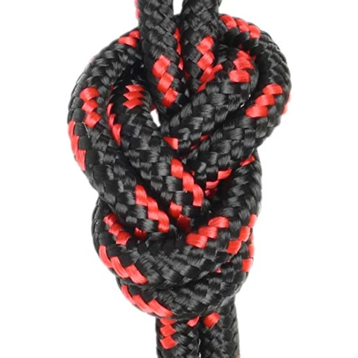 normani Stabiles Polypropylen-Seil, belastbar bis 250 kg, 5mm/15m, Schwarz/Rot, abriebfest und wasserabweisend – Bild 3