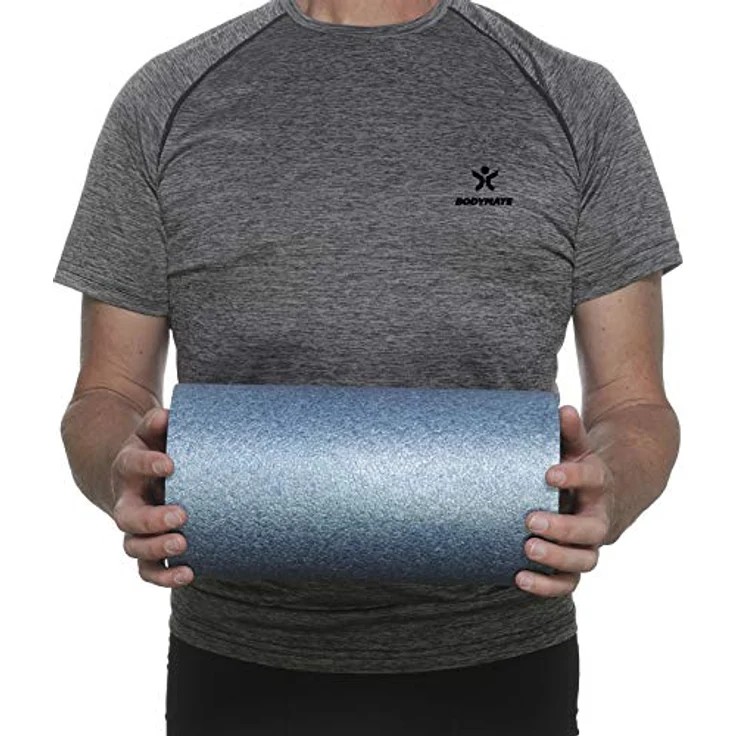 BODYMATE Faszienrolle Standard Mittel-Hart, EPP-Schaumstoff, mit Gratis E-Book, 30x15cm, Cool-Grey-Blue – Bild 3