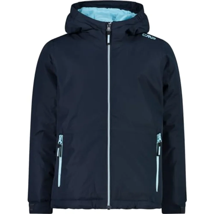 CMP Kid G Jacket Fix Hood, wetterfeste und warm isolierte Skijacke für Mädchen, Schwarz-Blau, Größe 116 – Bild 1