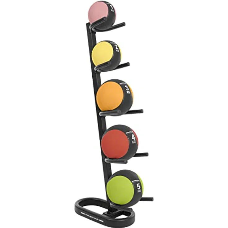 Sport-Tec Medizinball-Set 6-TLG., 1-5 kg inkl. Ständer, Qualitätsprodukt aus Gummi, vielseitiges Ganzkörpertraining, rutschfeste Oberfläche – Bild 1