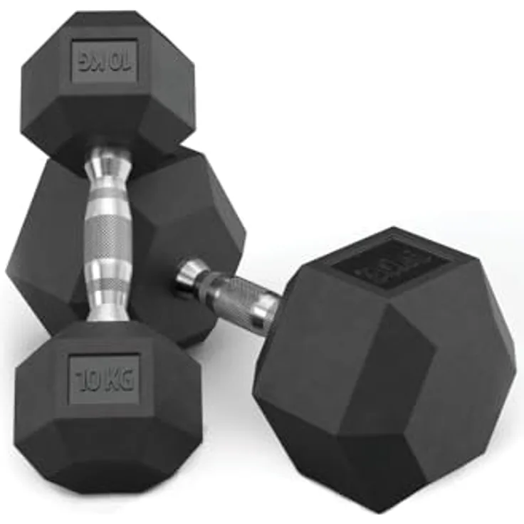 Atletica Hexagon Hantel Set | 10 kg - 30 kg | PVC Ummantelung | Profi Kurzhantel Set, blau