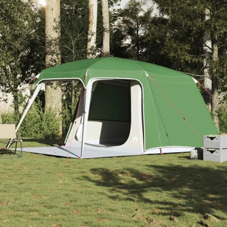 vidaXL Campingzelt mit Vorzelt 5 Personen, wasserdichtes, leichtes Zelt in Grün mit E-Anschluss und zusätzlichem Vorraum – Bild 2