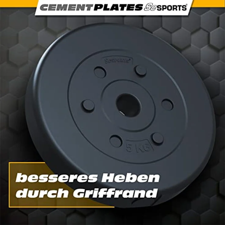 ScSPORTS® Hantelscheiben - Set, 2,5-45 kg, Ø 30/31mm, Zement, Kunststoff - Gewichtsscheiben, Set, Fitness Scheiben, Gewichte für Hantel, Langhantel – Bild 3