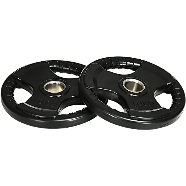 SPORTNOW Hantelscheiben 2er-Set, 10 kg pro Scheibe, Metall mit Gummimantel, Schwarz – Bild 2