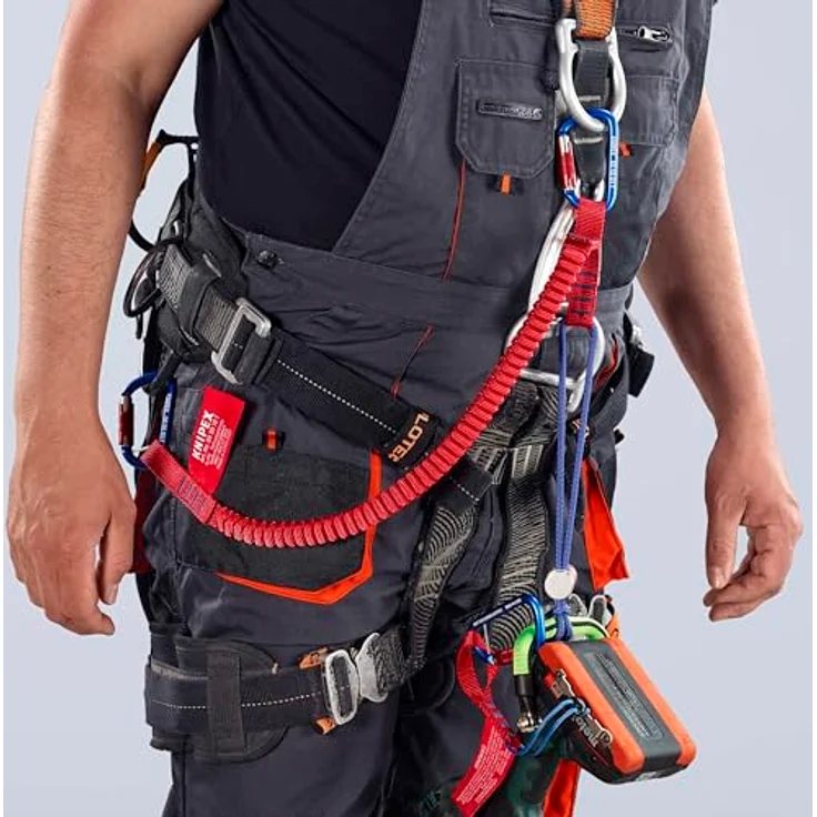 Knipex 00 50 12 T BK Fangleine mit fixiertem Materialkarabiner, 90 cm lang, für Werkzeugsicherung bis 6 kg, schwarz – Bild 7