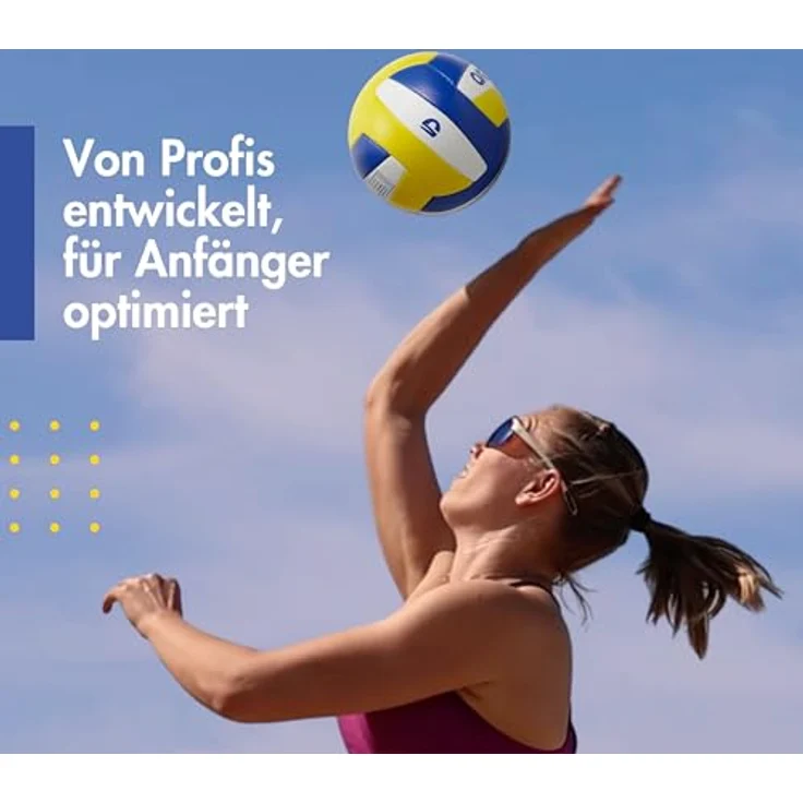 MOMEVO Sundowner Beachvolleyball – Weicher Trainingsball in offizieller Größe mit Pumpe – Bild 2