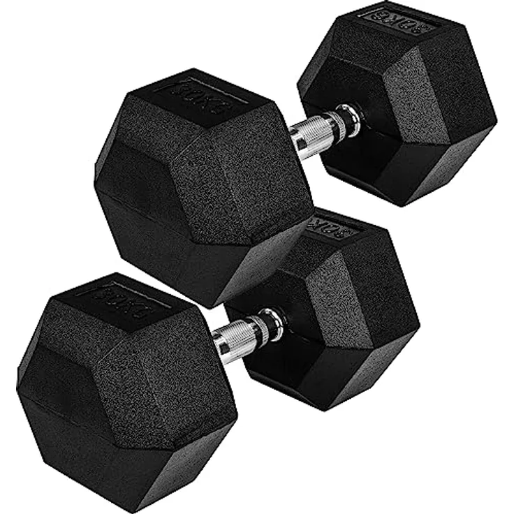 MOVIT® Hexagon Kurzhanteln 2er Set, Gusseisen Hanteln, 2er Set 20,0kg, insgesamt 40,0kg, Griff gerändelt, Hantel Set Kurzhantelset Gewichte