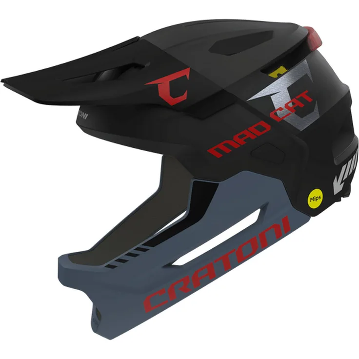 Cratoni Madcat MIPS, MTB-Kinder-/Jugendhelm mit abnehmbarem Kinnbügel und Reflektoren, grau