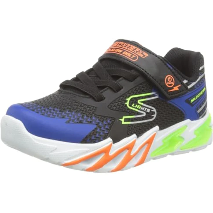 Skechers Flex Glow Bolt, Laufschuhe ohne Schnürsenkel, Schwarz, EU 34, Klettverschluss, Mesh-Obermaterial – Bild 1