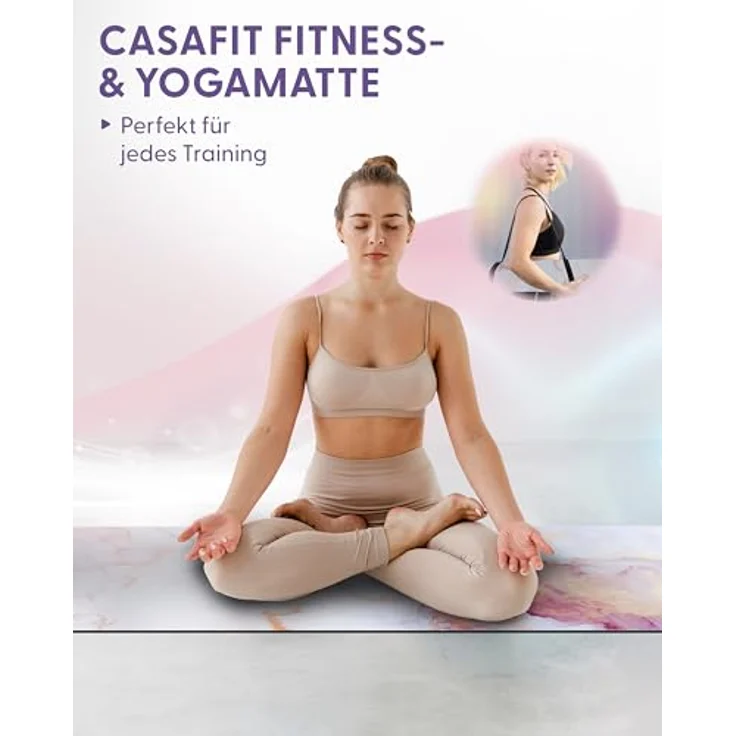 CASAFIT Casa Fit Premium Yogamatte, rutschfeste Fitnessmatte für Yoga und Pilates, extra-dick, mit Tragegurt – Bild 2