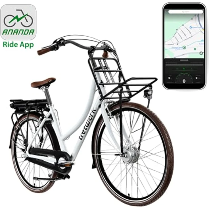 Tretwerk Sophia E-Bike, 28 Zoll Pedelec mit 3 Gängen, 522 Wh Akku, Bluetooth und App, schwarz/weiß – Bild 6