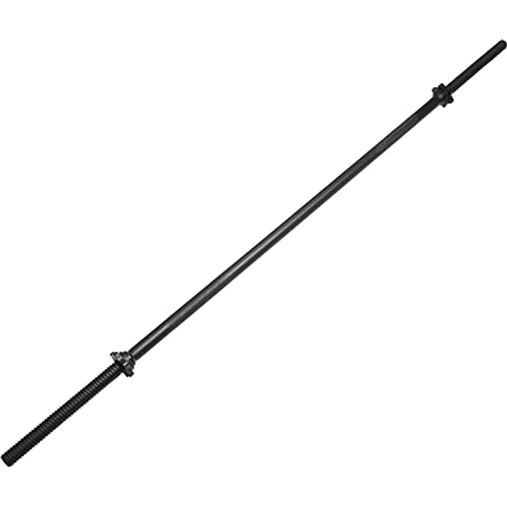 GORILLA SPORTS® Langhantelstange - 170cm, mit 2 Sternverschlüssen, 30mm, bis 200kg belastbar, Griff gerändelt, rutschfest, Chrom, Silber/Schwarz - Hantelstange, Langhanteln, Langhantel-Stange – Bild 2