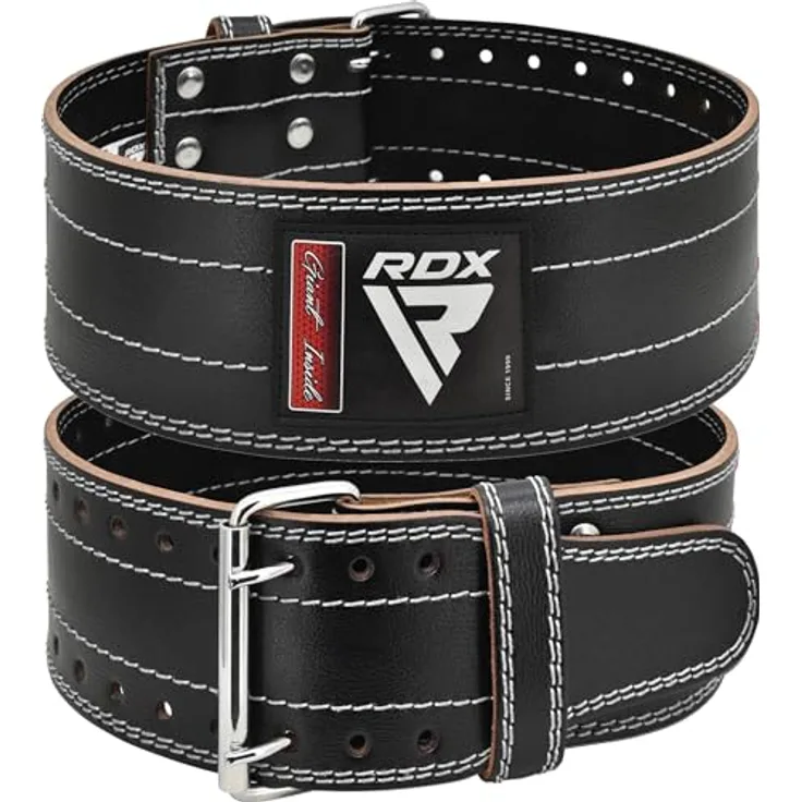 RDX 4” Gewichthebergürtel Leder, IPL USPA Genehmigt, 12 Verstellbar Löcher 6mm Trainingsgürtel Schnalle, Powerlifting Fitness Krafttraining Gürtel Bodybuilding, Gewichtheben Gepolstert, Männer Damen