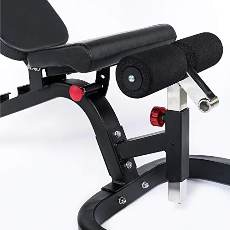 FUEL Fitness HB200 Multifunktions-Hantelbank, 4-in-1 Hantelbank: Flachbank, Schrägbank, Negativbank und Bauchtrainer-Bank, bis 272kg belastbar, Sitzpolster und Rückenlehne mehrfach verstellbar – Bild 5