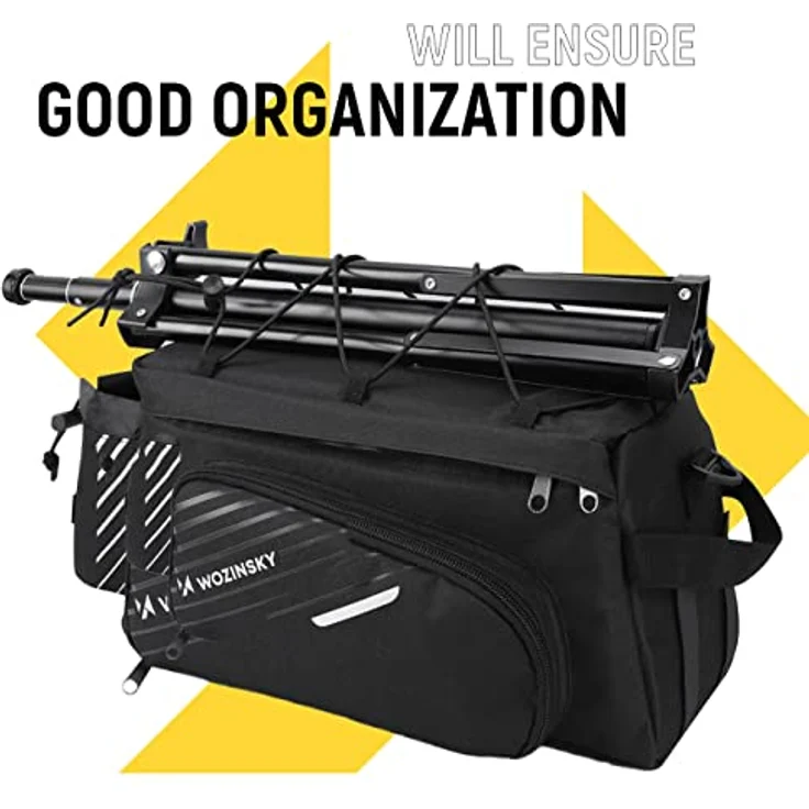 Wozinsky Bike Pannier Rack Bag WBB22BK, 9L mit Schultergurt und Regenschutz, schwarz – Bild 3