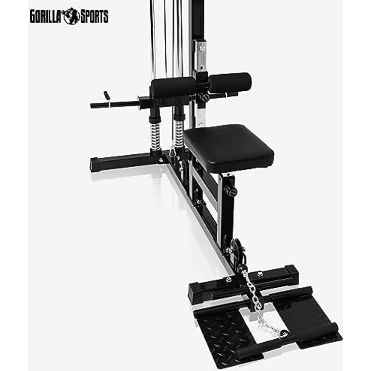 GORILLA SPORTS® Latzugturm Multi-LAT-Tower, verstellbar bis 300 kg, inkl. 2 Griffstangen, Schwarz, für effektives Oberkörper-Training, 154 x 83 x 210 cm – Bild 3