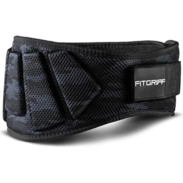 Fitgriff® Gewichthebergürtel V1 - Fitness-Gürtel für Bodybuilding, Krafttraining, Gewichtheben und Crossfit Training - Trainingsgürtel für Damen und Herren (Camo-Black, X-Small)