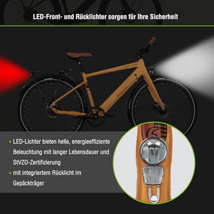 SachsenRAD C3T Urban Trekking E-Bike, 28 Zoll, 250W Motor, Riemenantrieb, 18kg ultraleicht, orange – Bild 6