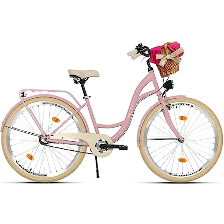 Milordbikes City-Fahrrad, Pink und Creme, 46 cm, leichtgewichtige Aluminiumfelgen und koordinierter hinterer Träger – Bild 2