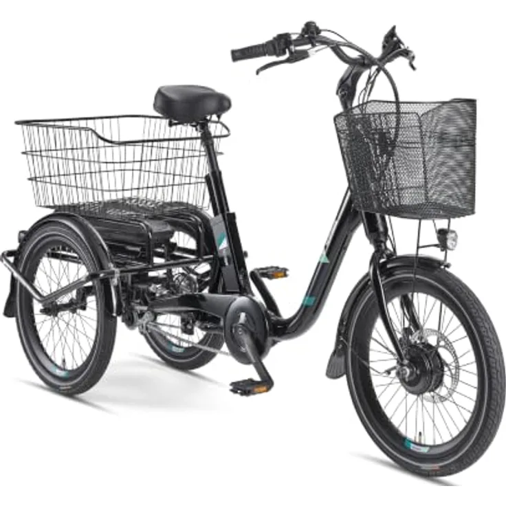 Telefunken TC550 E-Dreirad Elektrofahrrad mit 3-Gang-Nabenschaltung, 536,5Wh Akku und Fahrradkorb
