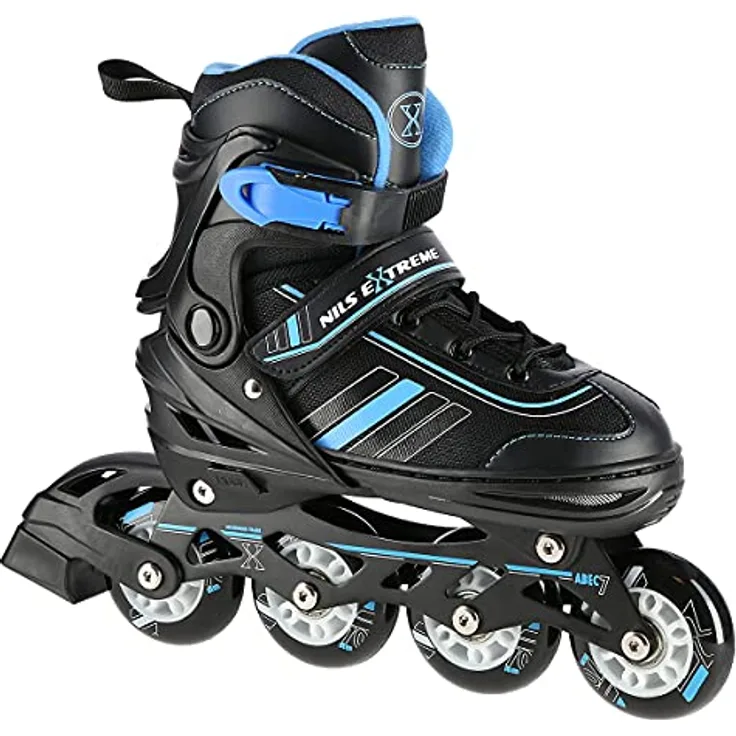 Nils NH18191 2in1 Schlittschuhe, Schwarz-Blau, für Eishockey und Inline-Skating, Gr. 29-33