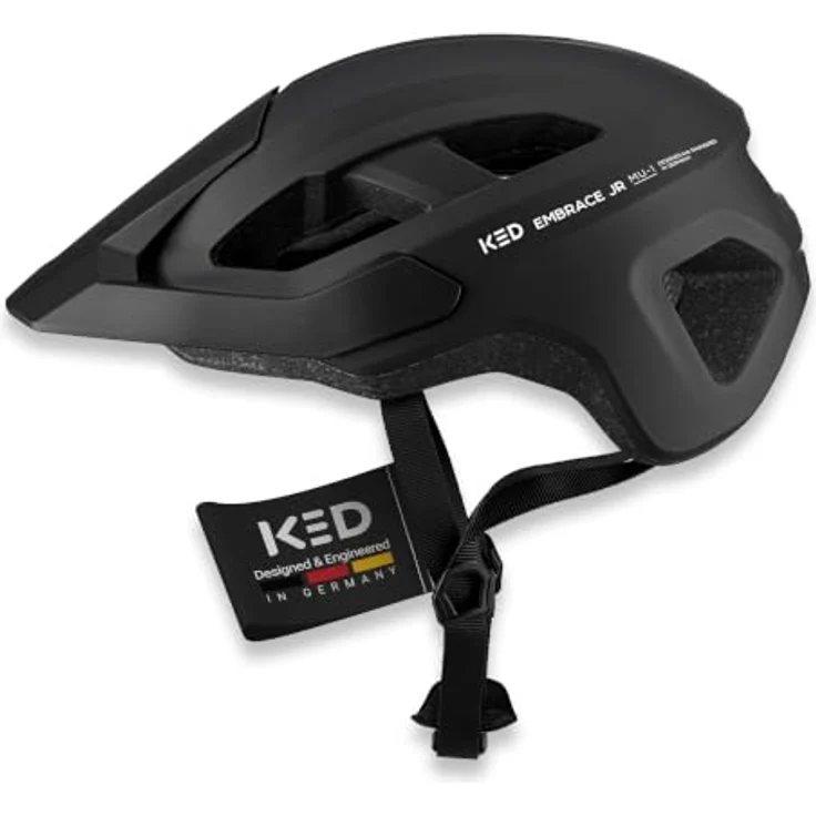 KED Embrace Jr Fahrradhelm – Jugendhelm mit integriertem Visier, Leichtbau, Farbe: Black Matt, Größe: 52-56 (SM) – Bild 1