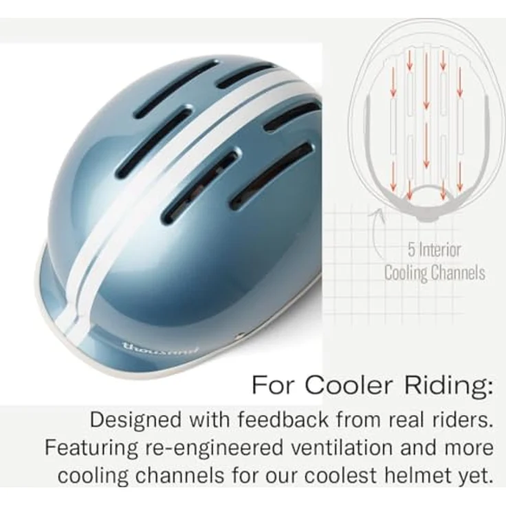 Thousand Fahrradhelm für Erwachsene – Heritage 2.0 Collection - Pelham Blue Large, Urbaner Stadthelm mit Diebstahlsicherung und modernem Retro-Design – Bild 3
