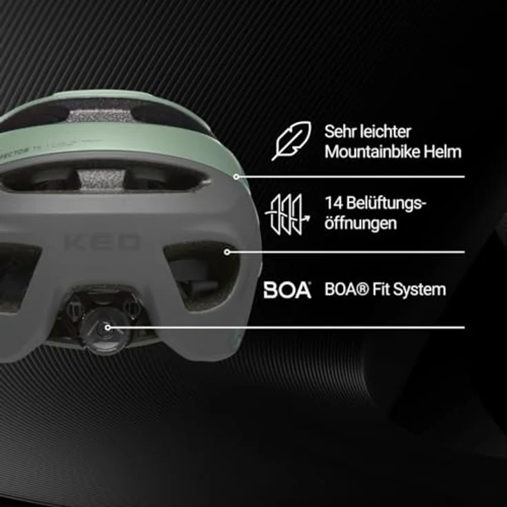 KED Pector ME-1 Mountainbike Helm, NTA 8776, MIPS, BOA Fit System, FIDLOCK, 14 Belüftungsöffnungen, 350g, verstellbares Visier, Olive matt, Größe M (52-58) – Bild 2