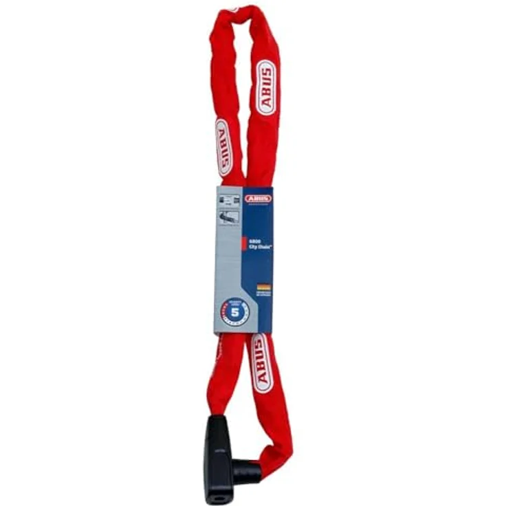 Abus CityChain 6800/110, Kettenschloss in Rot, 6 mm dick, 110 cm lang, Sicherheitsstufe 5, inkl. 2 Schlüssel – Bild 4