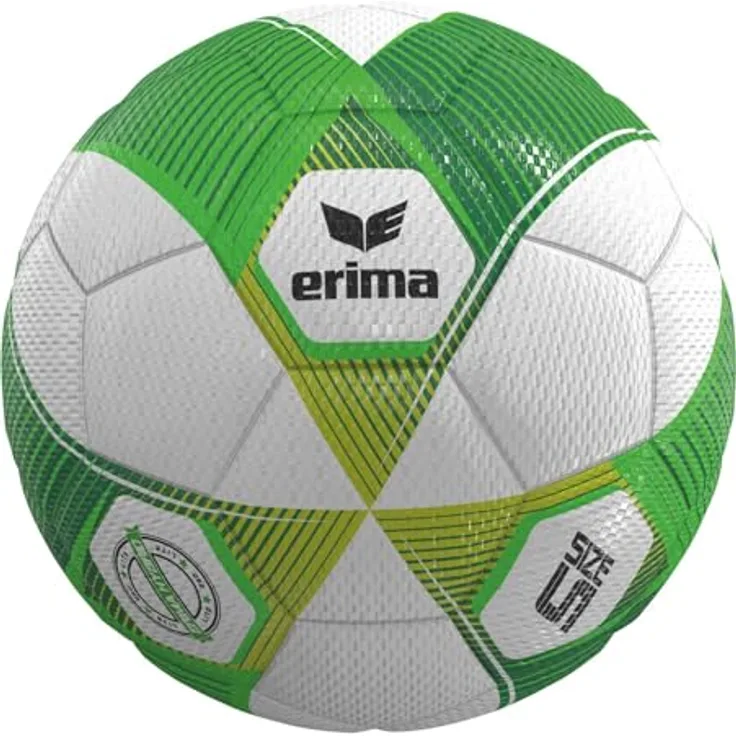 Erima Unisex Kinder HYBRID Lite 290 Fußball, langlebiges PU mit 3D-Struktur, Green Gecko/gelb, Größe 5
