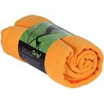 Bodhi GRIP2 Yoga Towel | Mikofaser-Yogatuch mit Antirutsch-Noppen | Rutschfest für Hot Yoga | Safran/orange