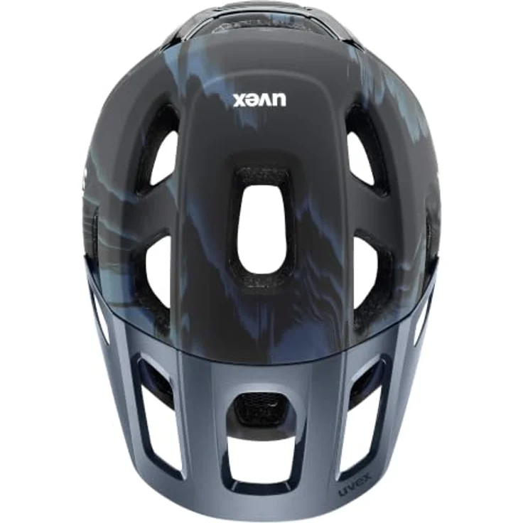 Uvex react MTB-Fahrradhelm, Größe 56-59 cm, Mystic Matt, Double-Inmould, integrierte Sonnenblende – Bild 5