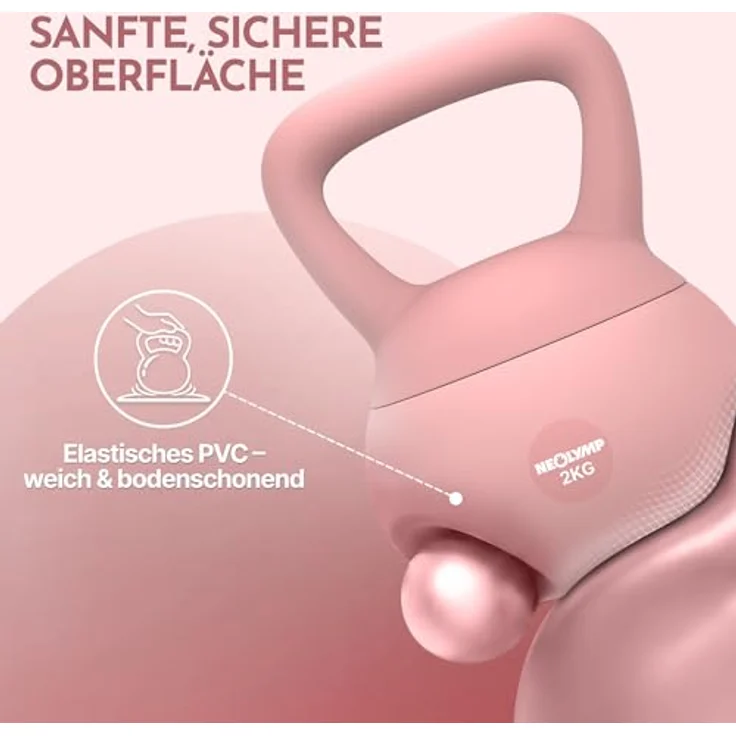 NEOLYMP Soft Kettlebell, bodenschonende & leise Kugelhantel mit Eisensandfüllung, ergonomischer Softgriff, 2–12 kg, ideal fürs Homegym – Bild 5