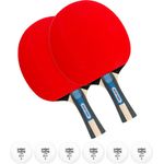 Sport-Thieme Tischtennisschläger Champion, 2er Set mit konkavem Griff und 1,8 mm Schwamm, inkl. 6 Trainingsbällen (40 mm)