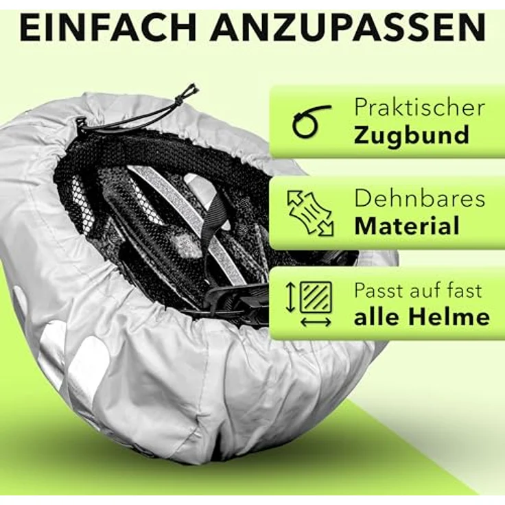 AVANA Regenschutz für Fahrradhelm, reflektierende Abdeckung mit 360 Grad Sichtbarkeit, wasserdicht, hellgrau – Bild 5