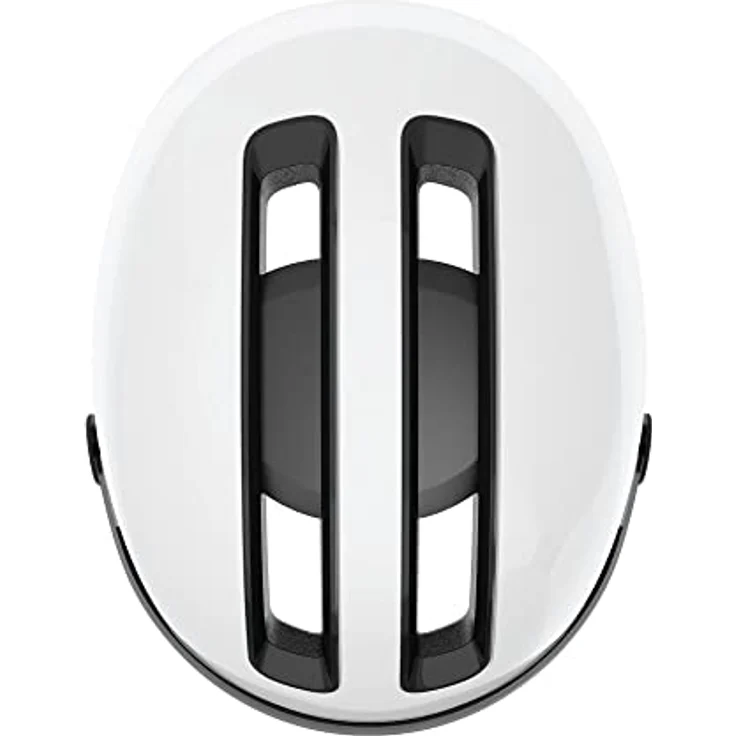 ABUS Stadthelm HUD-Y ACE, stylischer Fahrradhelm mit Visier und aufladbarem LED-Rücklicht, Weiß Glänzend, Größe S – Bild 5