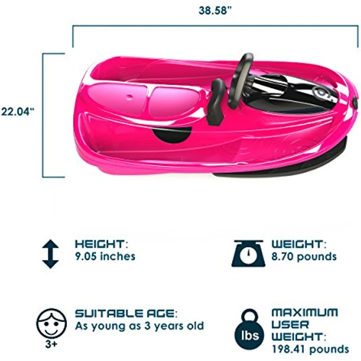 Gizmo Riders 'Stratos' Lenkbob, Lenkschlitten, Monster Pink, 99 cm, mit Lenkradsteuerung, ab 3 Jahren - Preisvergleich – Bild 3
